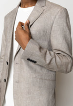 Lade das Bild in den Galerie-Viewer, CLEAN CUT COPENHAGEN ROMAN LINEN BLAZER - KHAKI MELANGE