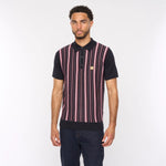 Lade das Bild in den Galerie-Viewer, GABICCI VINTAGE Navy Blue Striped Strick Polo Hemd