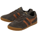 Lade das Bild in den Galerie-Viewer, GOLA MEN'S HARRIER SUEDE TRAINERS, dark brown / moody orange