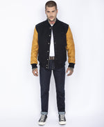 Lade das Bild in den Galerie-Viewer, SCHOTT BLOUSON UNIVERSITE LCUSA NAVY/COGNAC