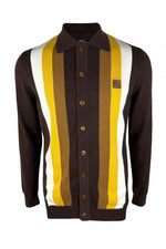 Lade das Bild in den Galerie-Viewer, TROJAN Button Through Stripe Cardi TR/9009 Chocolate