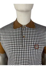 Lade das Bild in den Galerie-Viewer, TROJAN Houndstooth Panel Polo TR/9020 tan
