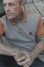 Lade das Bild in den Galerie-Viewer, TROJAN Houndstooth Panel Polo TR/9020 tan