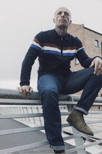 Lade das Bild in den Galerie-Viewer, TROJAN Zip Stripe Cardi TR/9011 navy