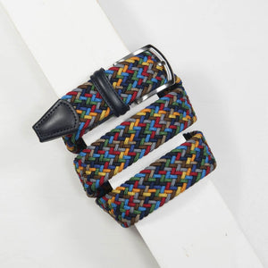 ANDERSON CLASSIC MULTI COLOUR ELASTIC WOVEN BELT, navy-red-yellow-aqua-brown