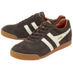Lade das Bild in den Galerie-Viewer, MEN'S HARRIER SUEDE TRAINERS, dk brown/ off white/ m.orange