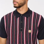 Lade das Bild in den Galerie-Viewer, GABICCI VINTAGE Navy Blue Striped Strick Polo Hemd
