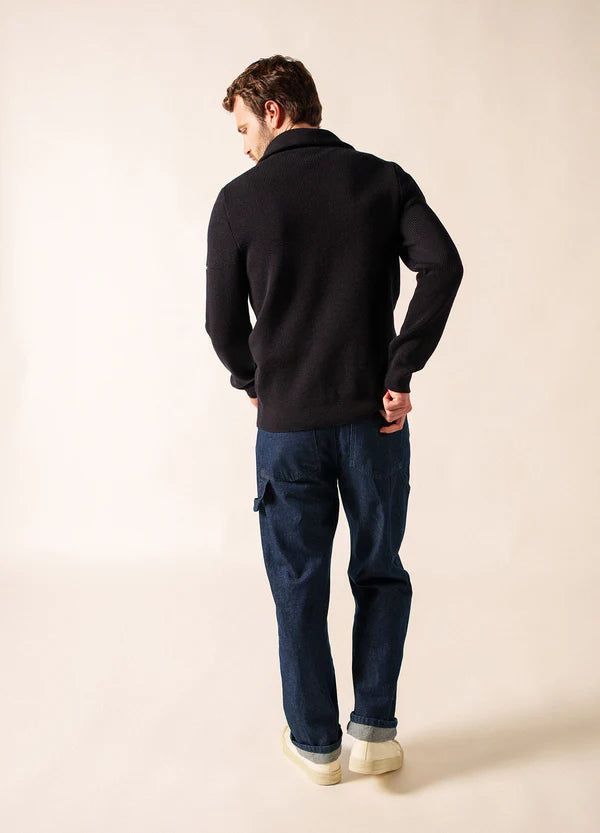 SAINT JAMES Cotentin trucker-style neck jumper navy