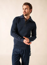 Lade das Bild in den Galerie-Viewer, SAINT JAMES Cotentin trucker-style neck jumper bleu chine
