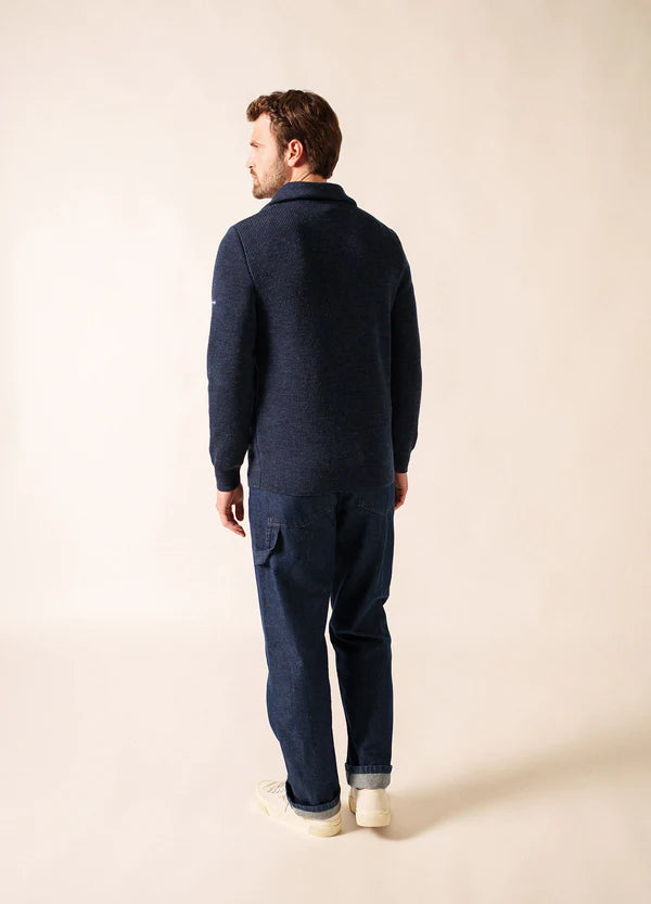 SAINT JAMES Cotentin trucker-style neck jumper bleu chine