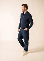 Lade das Bild in den Galerie-Viewer, SAINT JAMES Cotentin trucker-style neck jumper bleu chine
