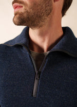 Lade das Bild in den Galerie-Viewer, SAINT JAMES Cotentin trucker-style neck jumper bleu chine
