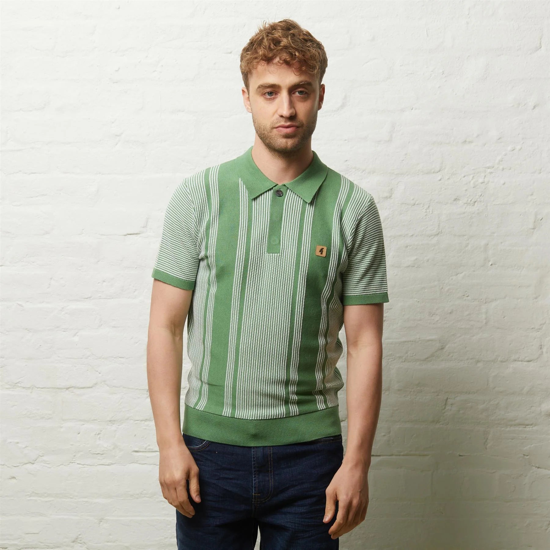 GABICCI VINTAGE Dante Knitted Polo Shirt - Verde