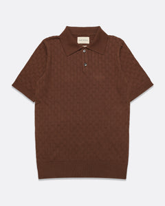 JACOBS SHORT SLEEVE POLO PERFORATED LACE, FRIAR BROWN