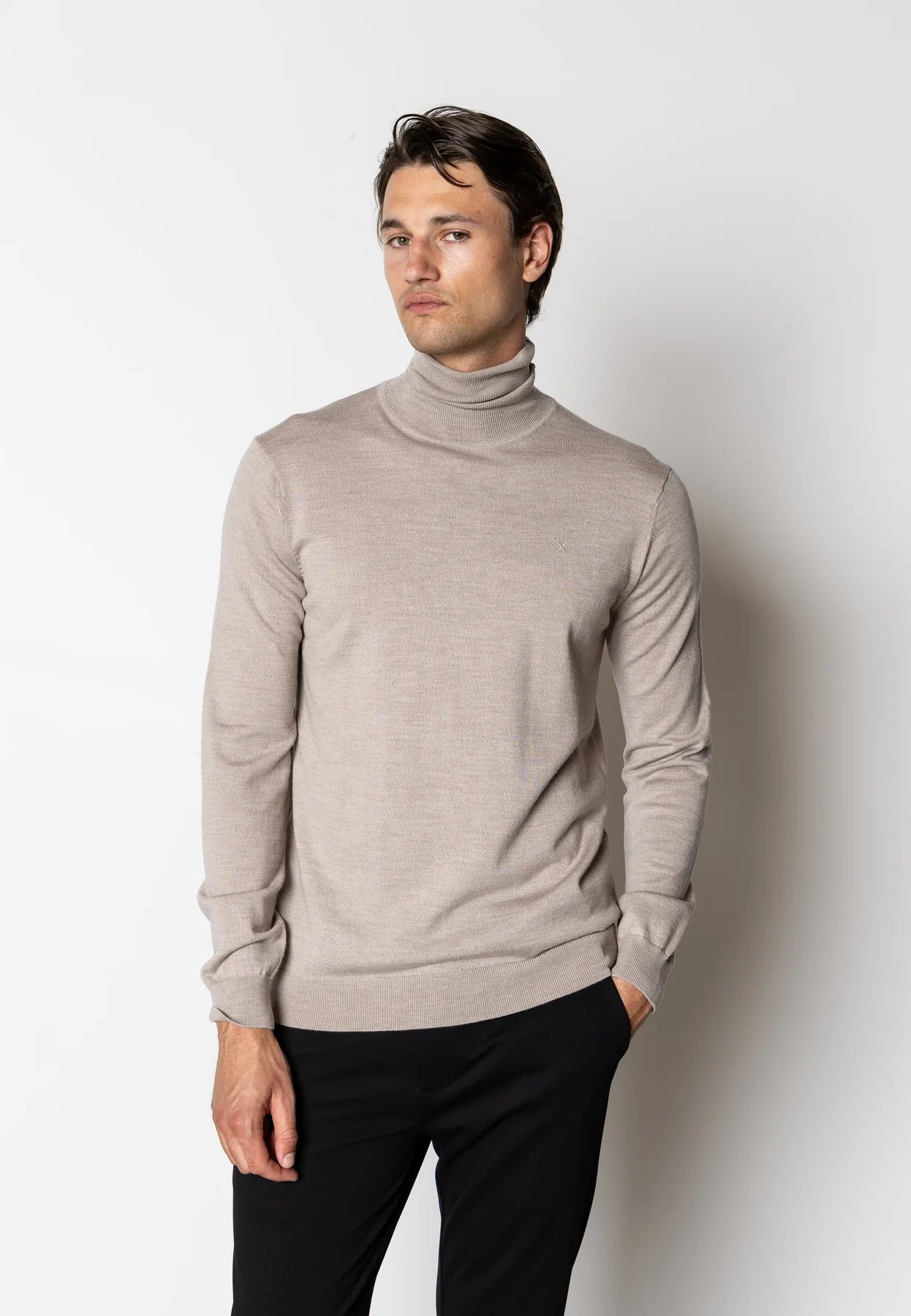 ALFREDO MERINO WOOL ROLL NECK - ECRU