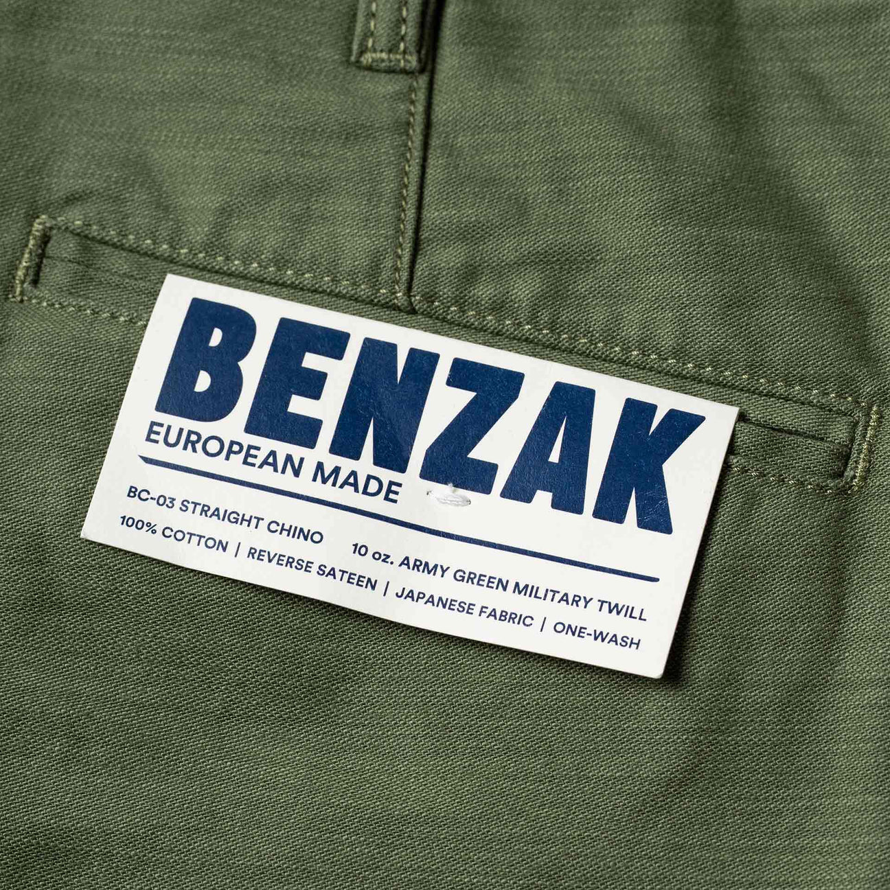 Benzak BC-03 STRAIGHT CHINO 10 oz. army green military twillO 10 oz. golden brown military twill