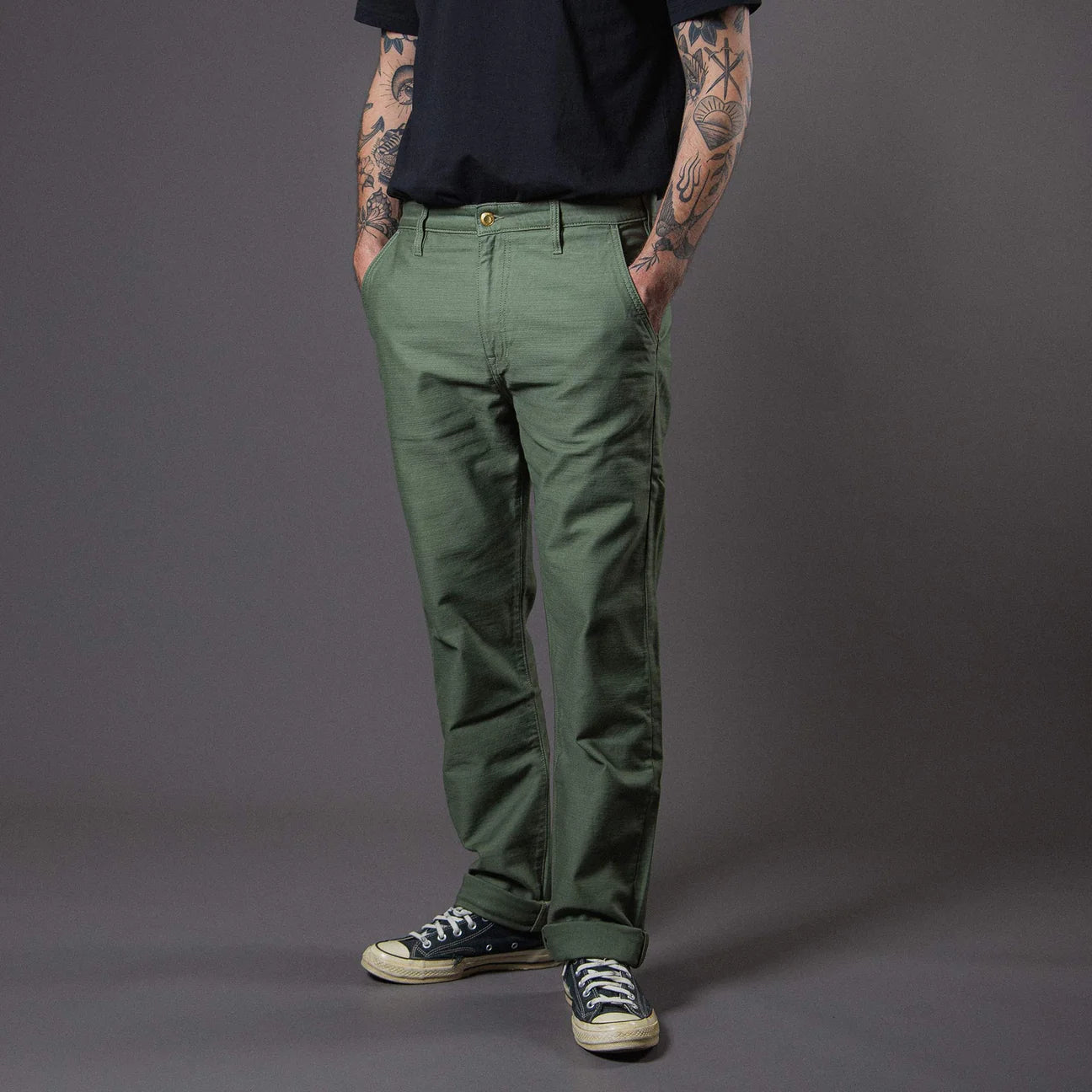 Benzak BC-03 STRAIGHT CHINO 10 oz. army green military twillO 10 oz. golden brown military twill