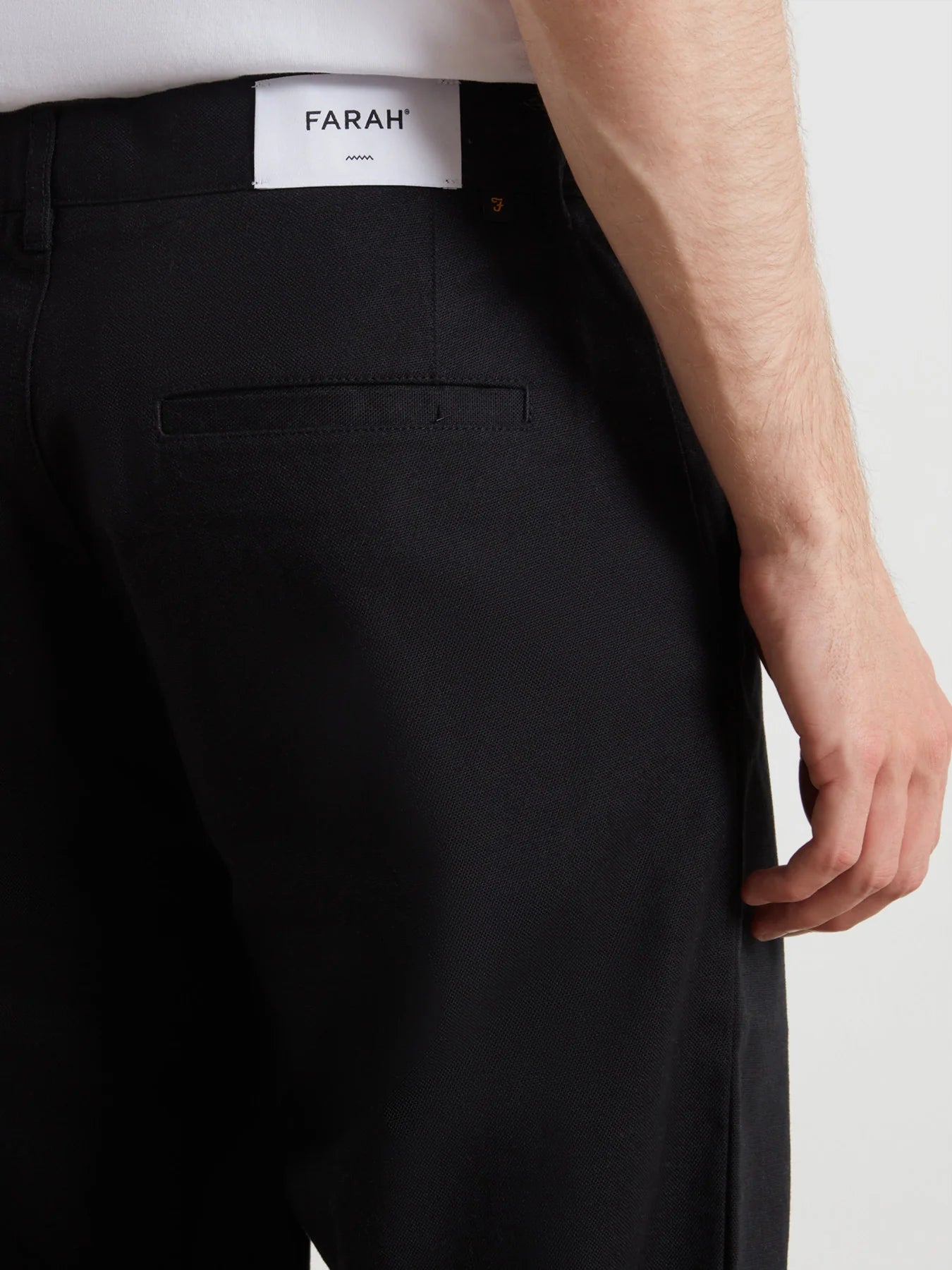 Farah Norwood Regular Fit Cotton Hopsack Trousers In Black