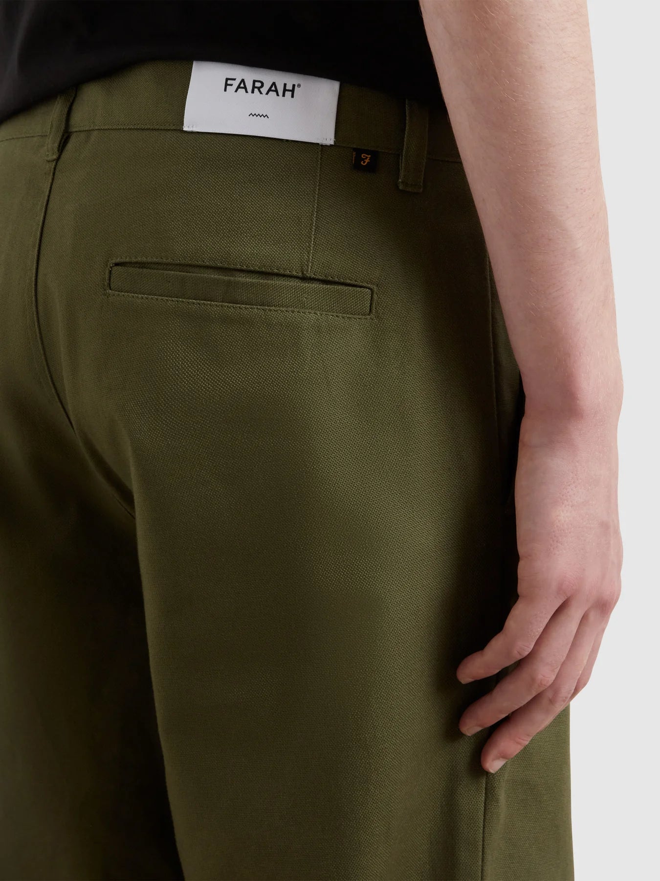 Farah Norwood Regular Fit Cotton Hopsack Trousers In Olive Green
