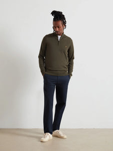 Farah Norwood Regular Fit Cotton Hopsack Trousers In True Navy