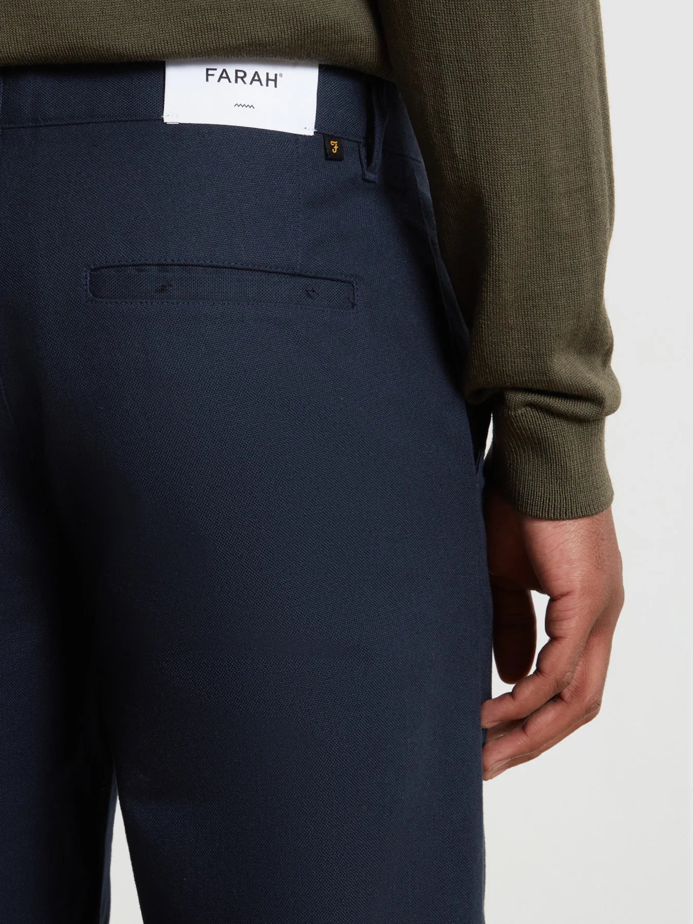 Farah Norwood Regular Fit Cotton Hopsack Trousers In True Navy