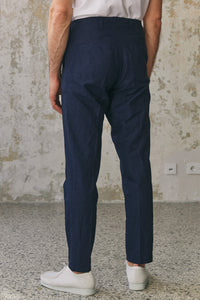 JOSTHA regular trousers - navy linen