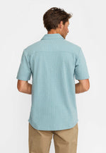 Lade das Bild in den Galerie-Viewer, Revolution Jaquard Short-sleeved Cuban Shirt  - Dustblue
