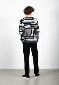 JONES GRAPHIC KNITTED JUMPER - GREY MIX