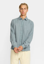 Lade das Bild in den Galerie-Viewer, Revolution Jaquard Short-sleeved Cuban Shirt  - Dustblue
