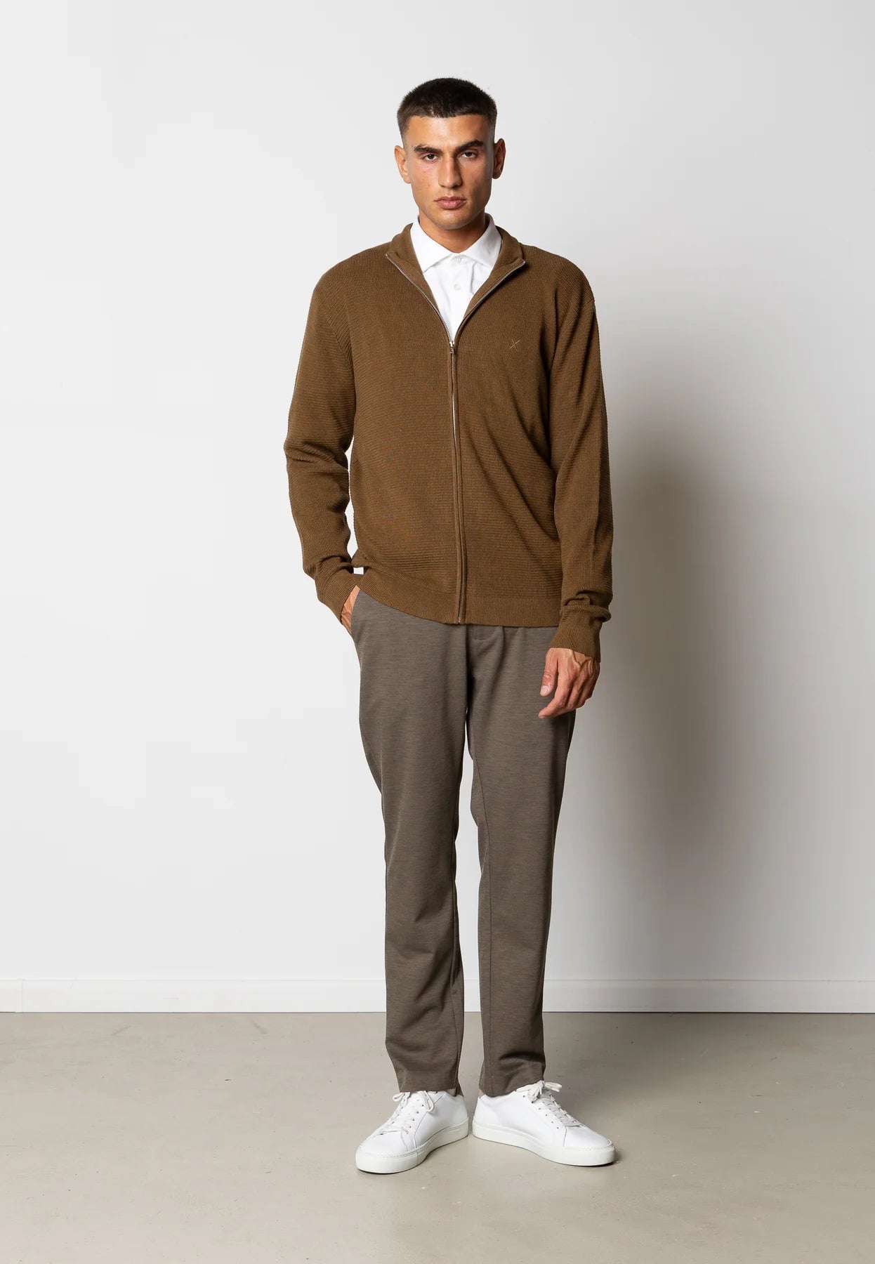 CLEAN CUT COPENHAGEN OSCAR KNITTED CARDIGAN - BROWN MELANGE