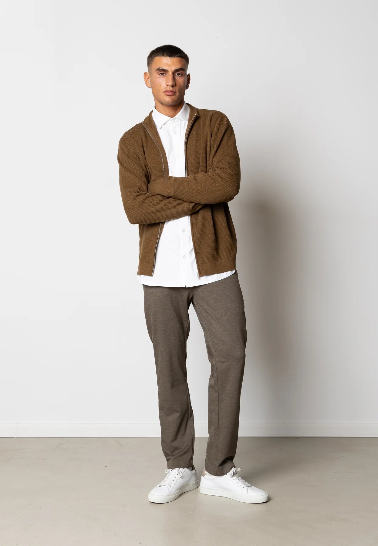 CLEAN CUT COPENHAGEN OSCAR KNITTED CARDIGAN - BROWN MELANGE