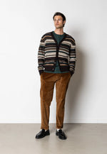 Lade das Bild in den Galerie-Viewer, PHILLIP WOOL CARDIGAN - DEEP GREEN/ECRU STRIPE
