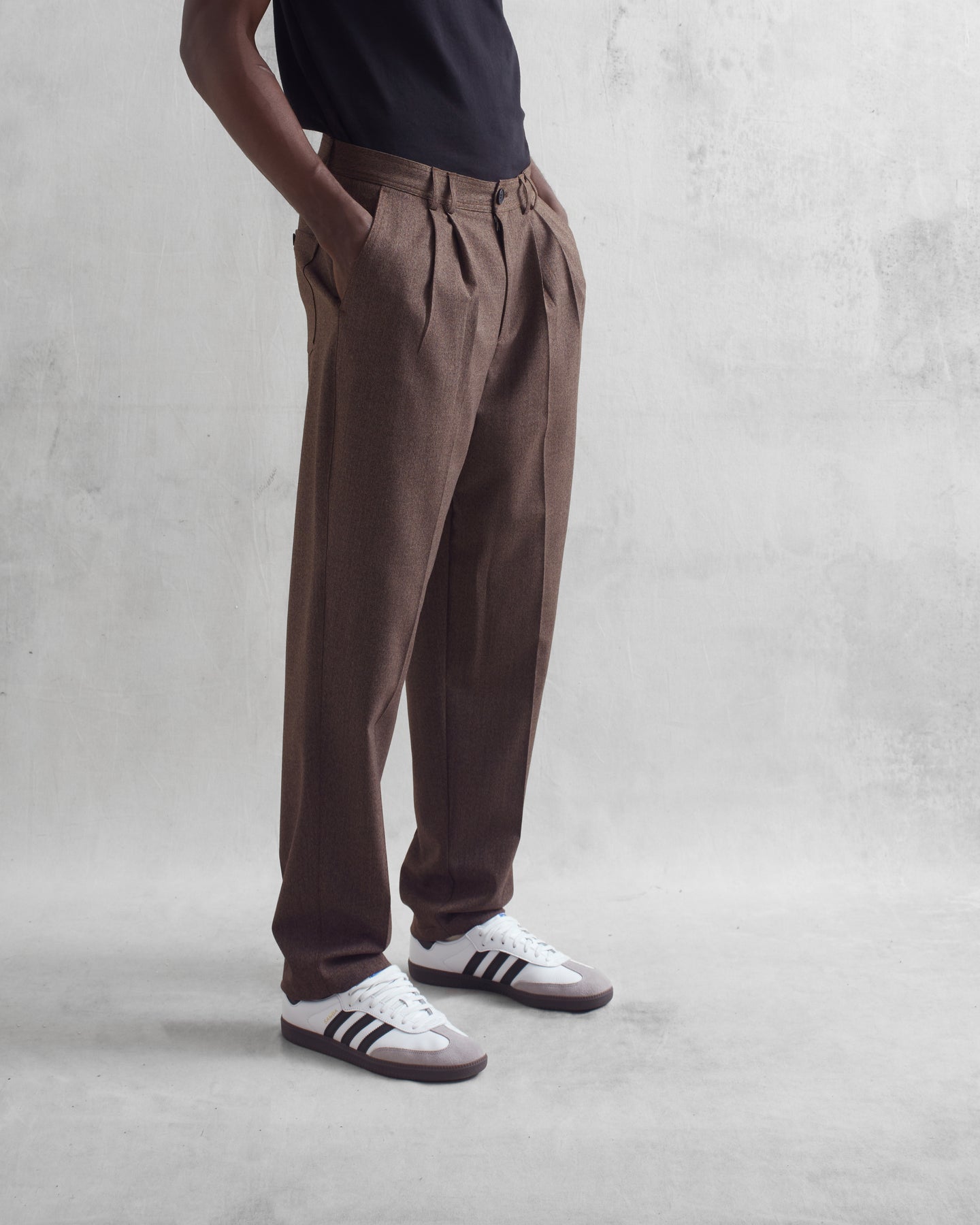 WAX Raleigh Pleat Trousers, Brown