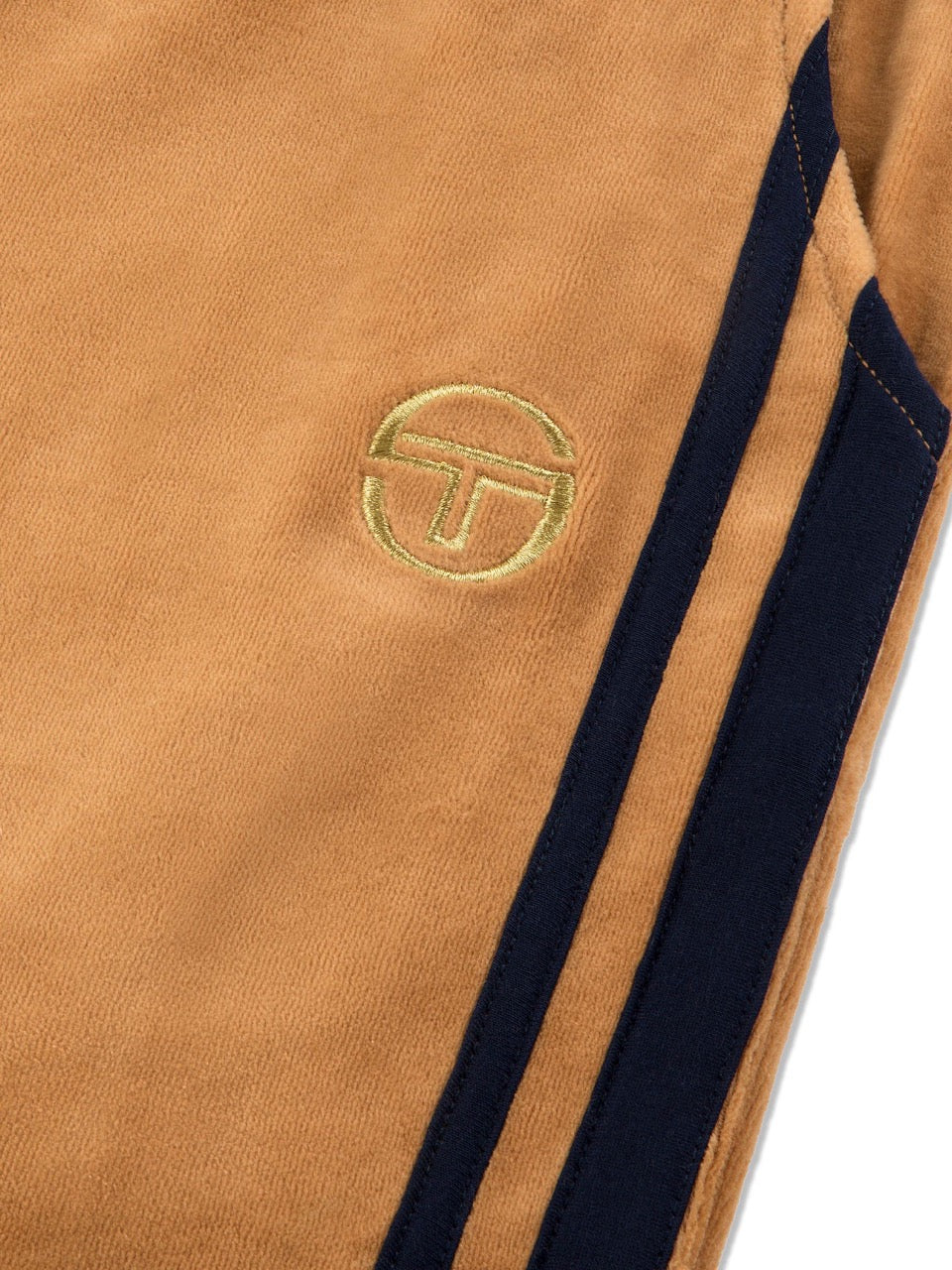 DAMARINDO VELOUR TRACK PANT- ALMOND/ MARITIME BLUE