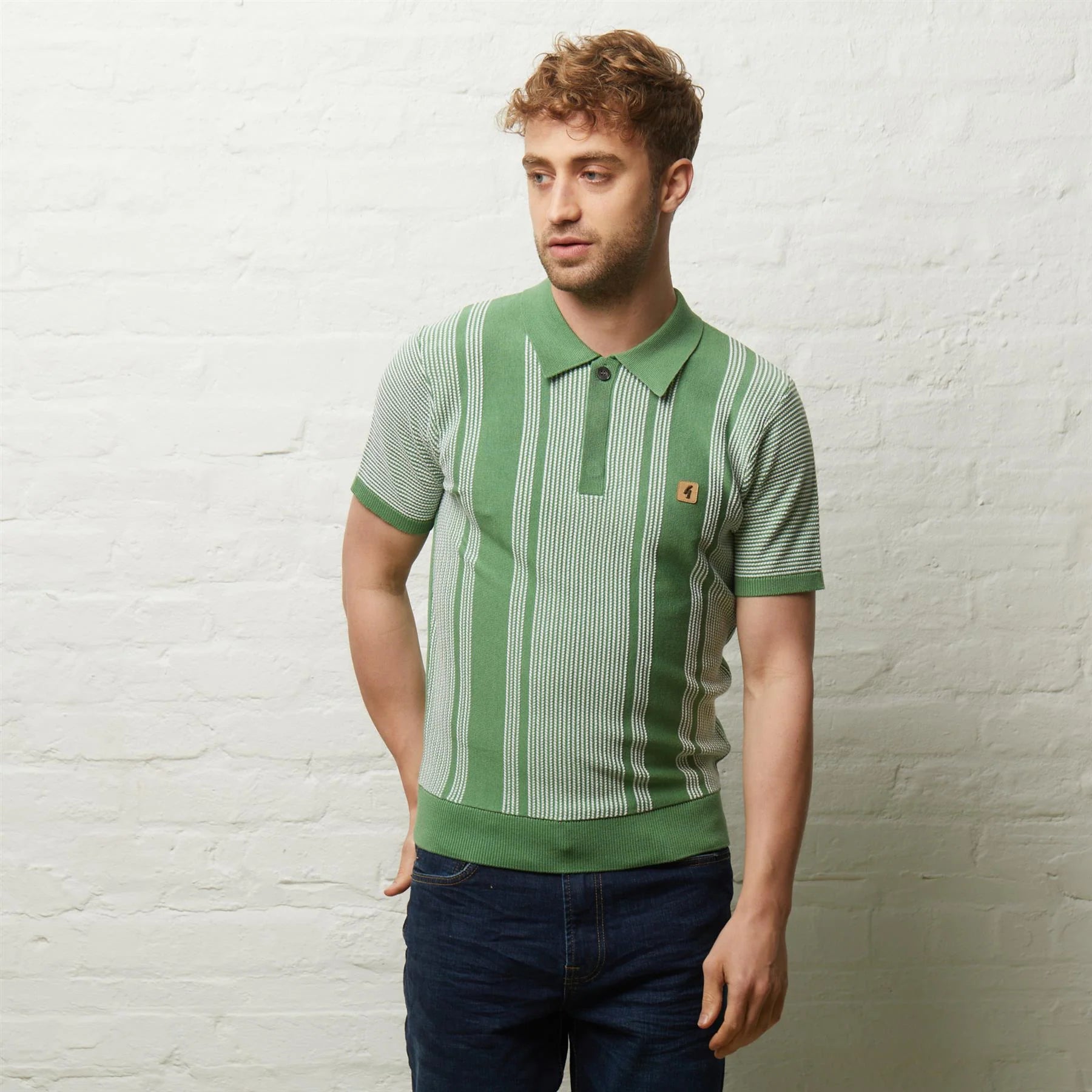 GABICCI VINTAGE Dante Knitted Polo Shirt - Verde