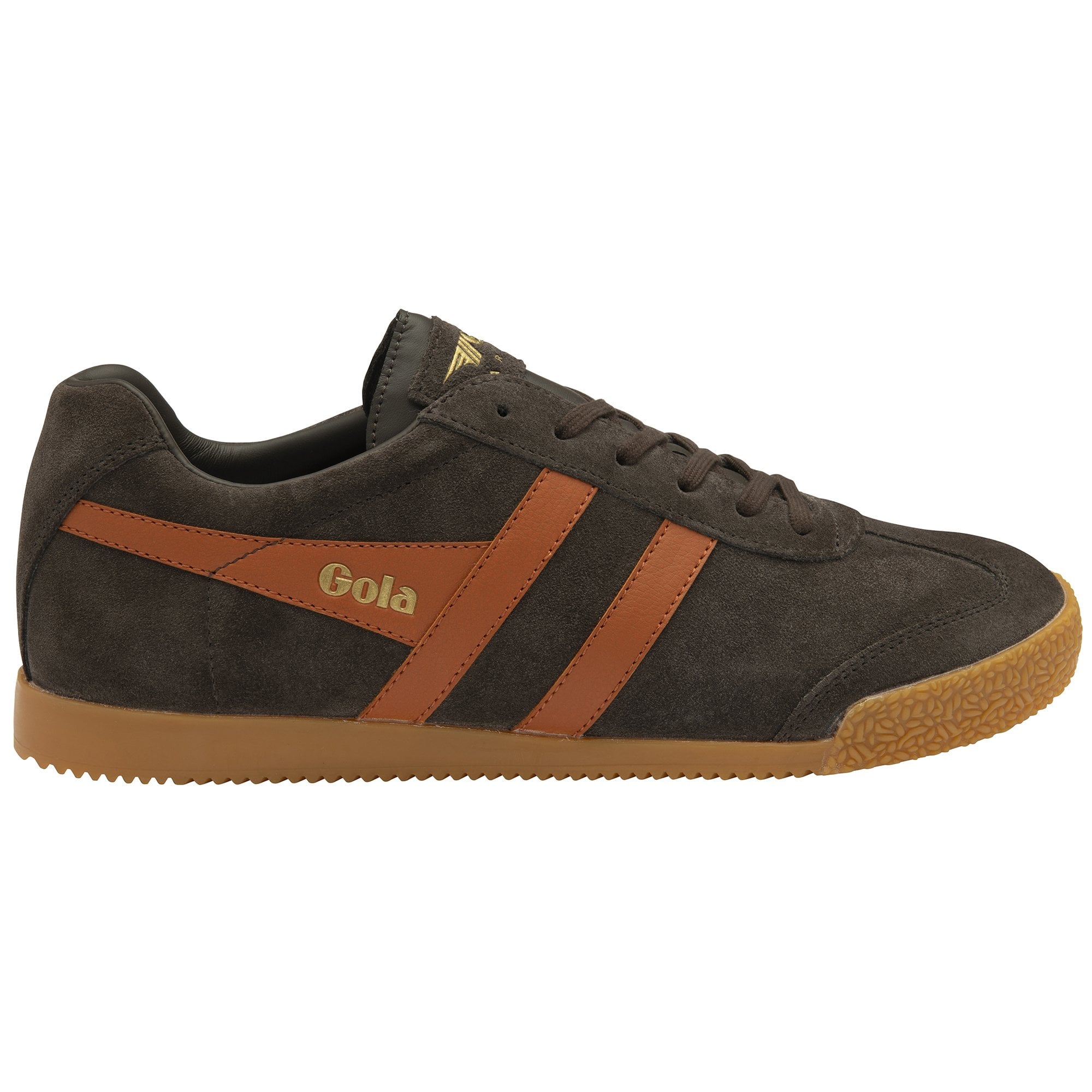 GOLA MEN'S HARRIER SUEDE TRAINERS, dark brown / moody orange