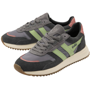 Gola Classics Women's Chicago Trainers - Ash/Patina Green/Coral Pink