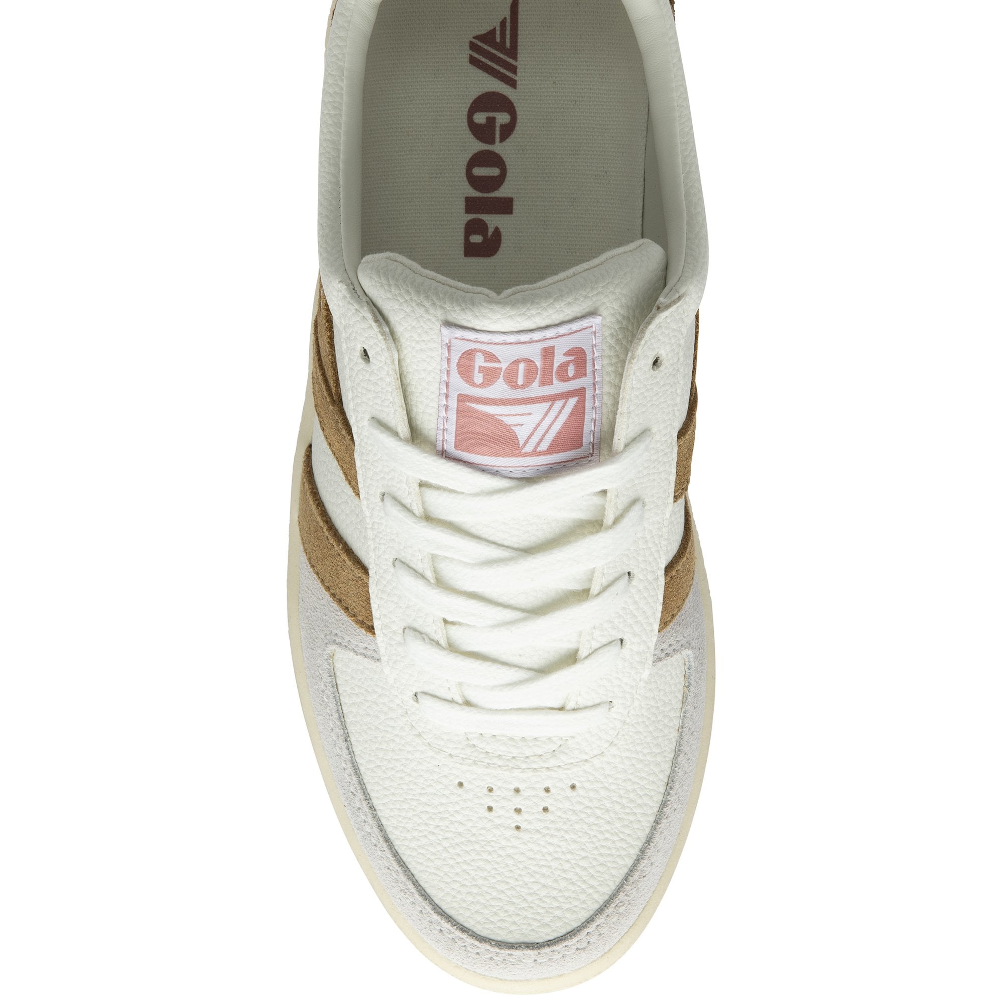 Gola Classics Women's Grandslam Trident Trainers, White/Brown Sugar/Dusty Rose