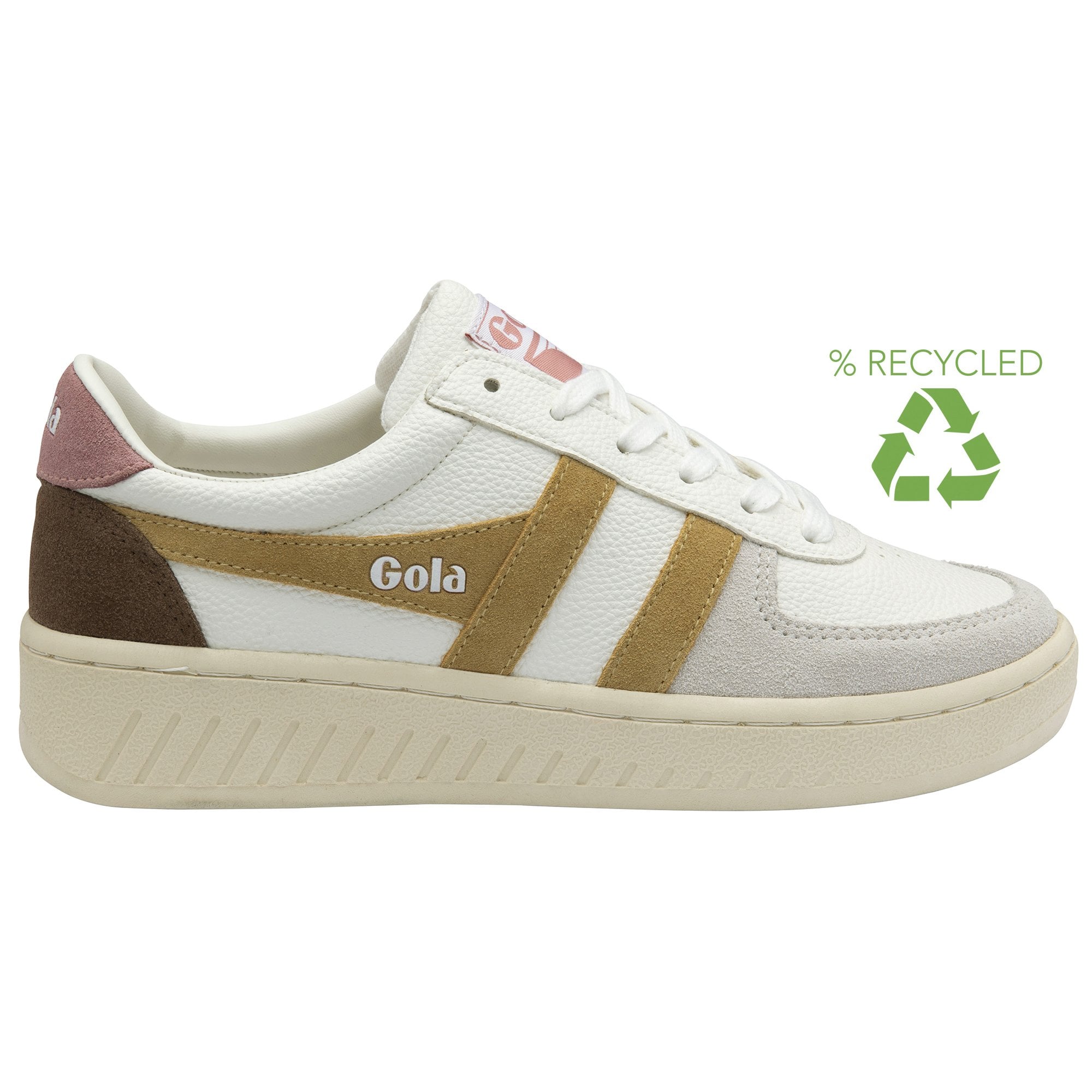 Gola Classics Women's Grandslam Trident Trainers, White/Brown Sugar/Dusty Rose