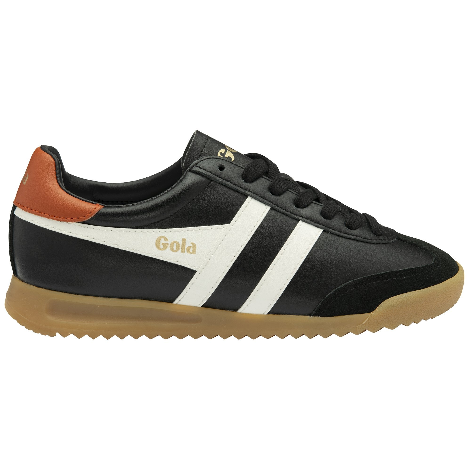 Gola Classics Women's Torpedo Leather Trainers, Black/Off White/Moody Orange