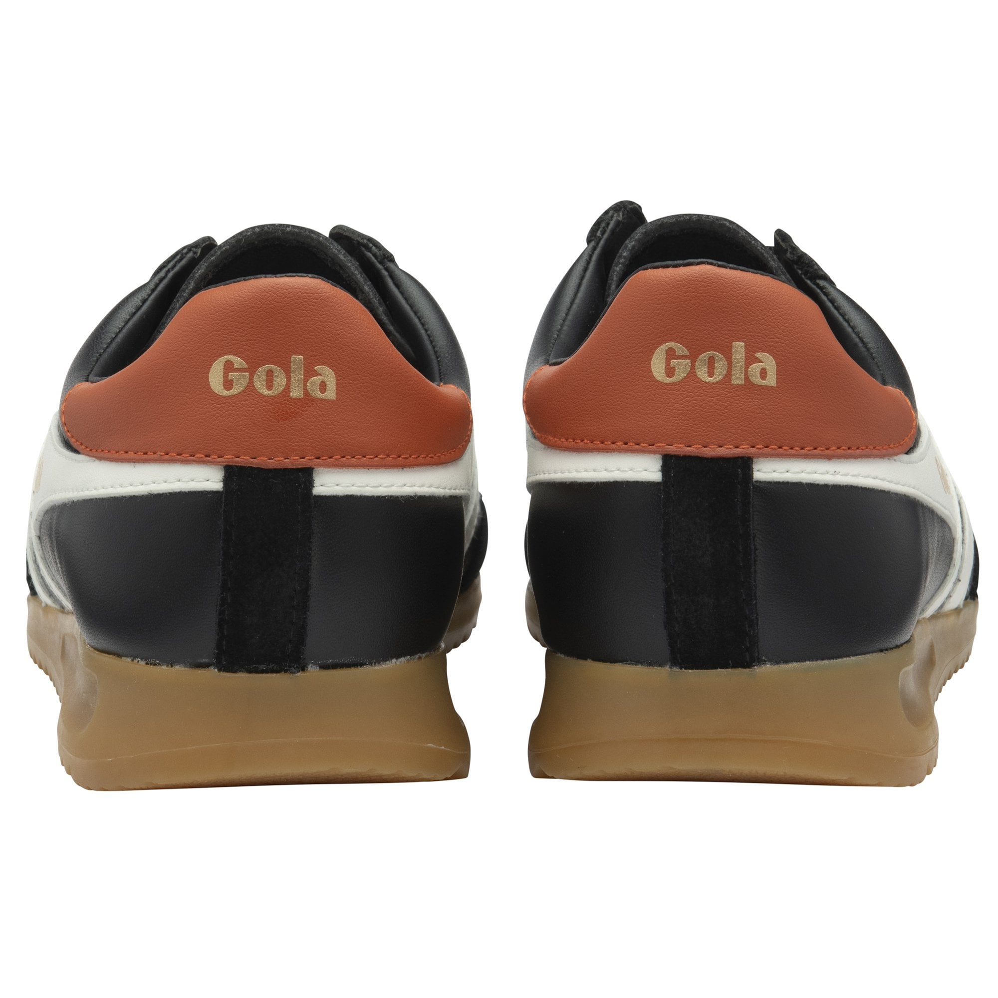 Gola Classics Women's Torpedo Leather Trainers, Black/Off White/Moody Orange