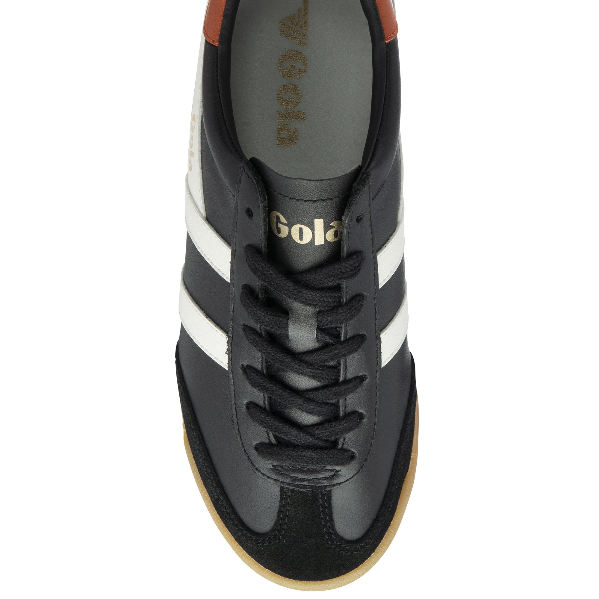 Gola Classics Women's Torpedo Leather Trainers, Black/Off White/Moody Orange