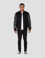 Lade das Bild in den Galerie-Viewer, SCHOTT BLOUSON UNIVERSITE LCUSA BLACK/BLACK

