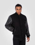 Lade das Bild in den Galerie-Viewer, SCHOTT BLOUSON UNIVERSITE LCUSA BLACK/BLACK
