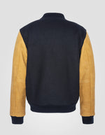 Lade das Bild in den Galerie-Viewer, SCHOTT BLOUSON UNIVERSITE LCUSA NAVY/COGNAC
