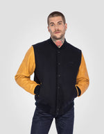 Lade das Bild in den Galerie-Viewer, SCHOTT BLOUSON UNIVERSITE LCUSA NAVY/COGNAC
