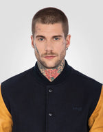 Lade das Bild in den Galerie-Viewer, SCHOTT BLOUSON UNIVERSITE LCUSA NAVY/COGNAC

