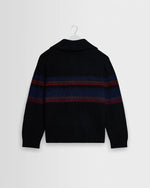 Lade das Bild in den Galerie-Viewer, Wax Norris – Gestrickter Stehkragenpullover in Schwarz und Mehrfarbig
