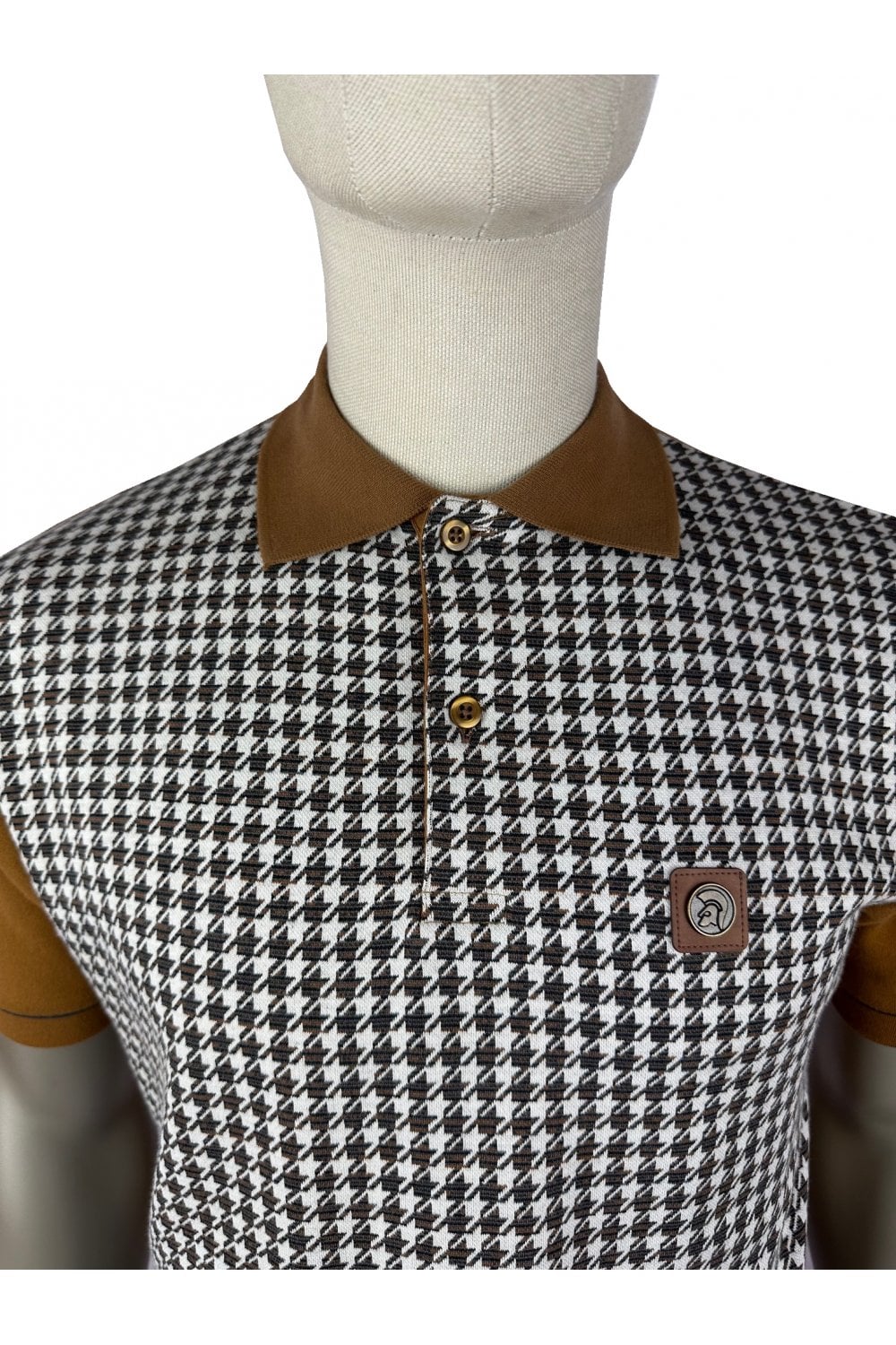 TROJAN Houndstooth Panel Polo TR/9020 tan