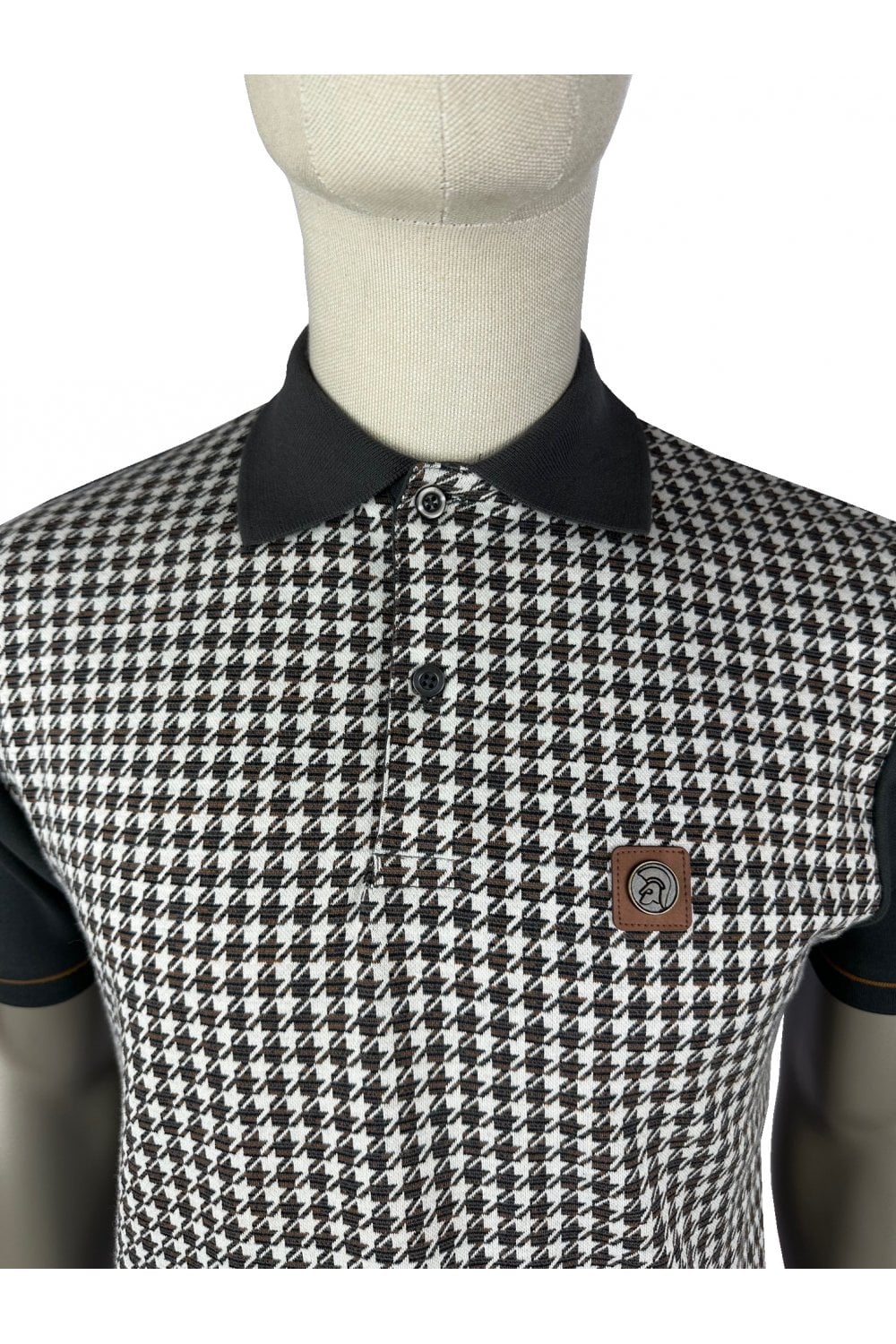 TROJAN Houndstooth Panel Polo TR/9020 charcoal
